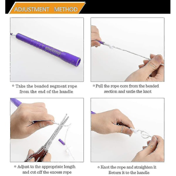 Hoppetau - Mykt perlet segment hopptau - Justerbart flokefritt fancy tau for trening Purple