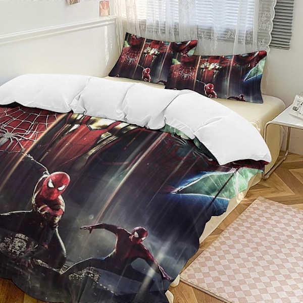 v275 Spider-Man 3-delat Bäddset för Enkelsäng - Inkluderar 1 Enkelt Täcke och 2 Örngott - Färgbeständig Mikrofiber - Spider io275 200x200cm 78x78in