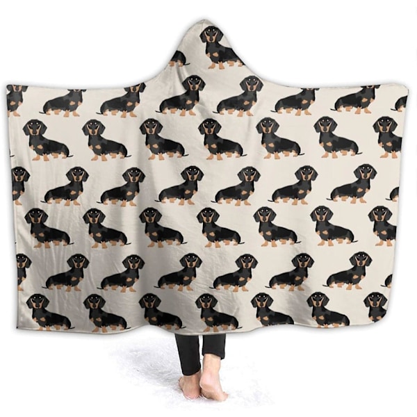 Dværggravhund Wienerhund Hættetæppe Blødt Plys Bærbar Tæppe Varmt Hættet Kappe Poncho Kappe Wrap Badekåbe Sofa Sove Tæppe Flanel Sengetøj 80\"X60\" 80x60in 200x150cm