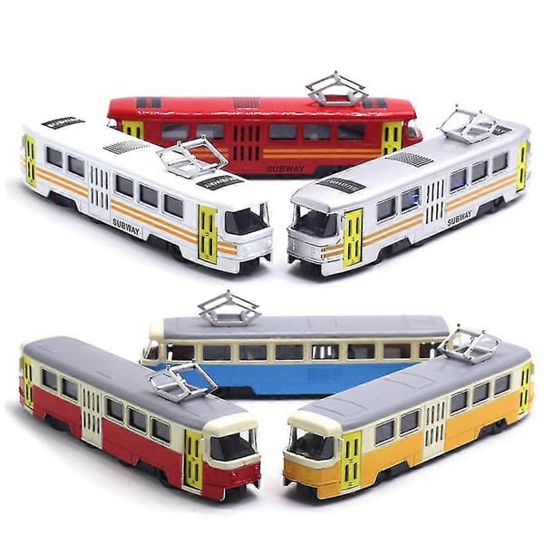 Classic Train Tram Diecast Pull Back Model With Led Music Educational Toy Kids Blue Grey Blue Grey