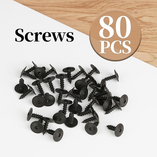 80-pack Självgängande Skruvar M5 x 16 mm Karosseriskruvar Torx Självgängande Skruvar Svart för Bilskärmar