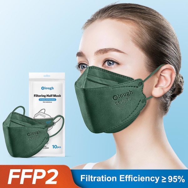 Ffp2-masker, mörkgrön Ffp2-mask, 50 enheter 4 lager Ffp2-masker