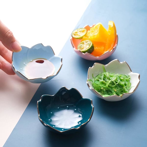 4 stk. keramiske krydderiplader, mini kirsebærsauce tallerken, skål forret tallerken, snack tallerken, sushi sojasauce tallerken til snack sushi frugt forret