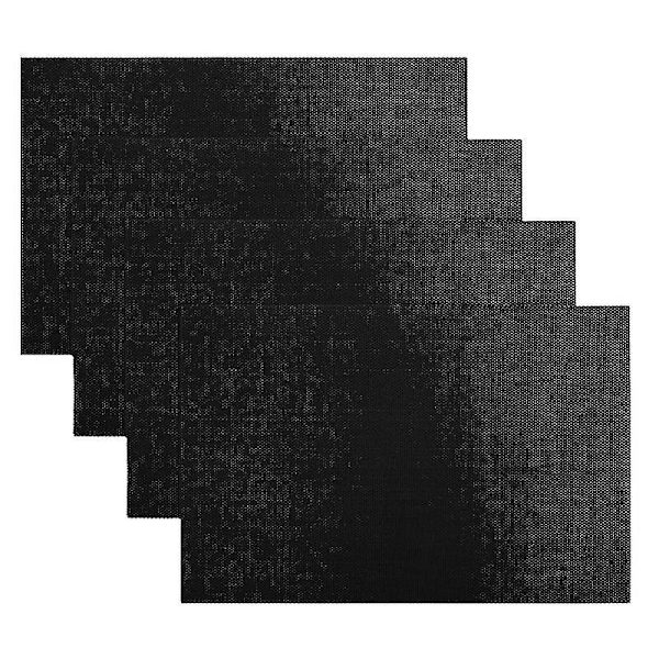 4 stk./sæt Fleksible Pladsemåtter Anti-scratch Rektangulære Elegante Vandtætte Kopunderlag Bordmåtter Køkkenartikler Jikaix Black