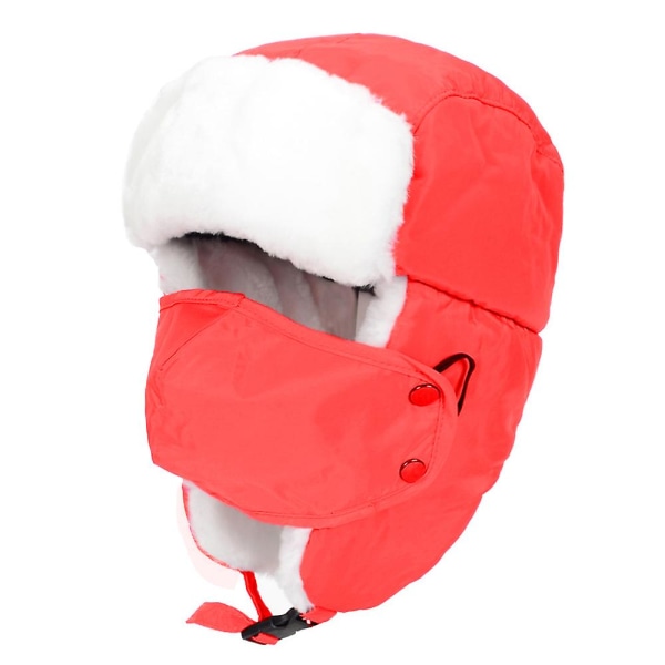 Vinter Børn Piger Trapper Trooper Hat Udendørs Varm Ski Cap Vindtæt Maske Øreklapper Ushanka Fleece Hat Til Børn Red