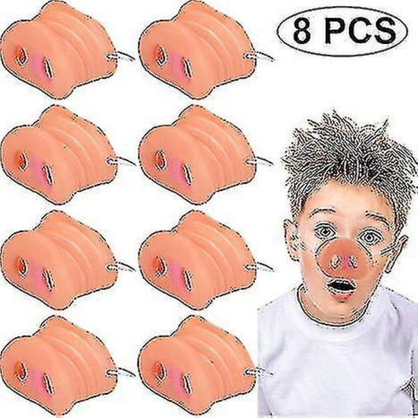 8 Pieces Halloween Pig Nose Costume Novelty Pig Nose Pig Muzzle Cosplay Mask With Elastic Band For K