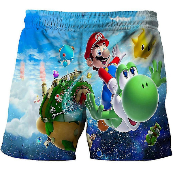 2024 Pojkar 3D Bro Baddräkter Badbyxor Badkläder Strand Pool Surf Mesh Super Mario C 9-10Years