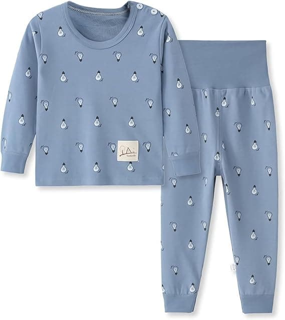 100% bomull baby boys pyjamas set långärmad sovkläder 90 Blue