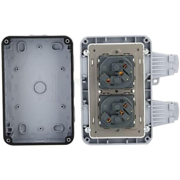 IP66 Waterproof Socket with Switch and Waterproof Junction Box, Outdoor Dustproof Wall Socket for Kitchen, Bathroom, Garage, Pool, etc.