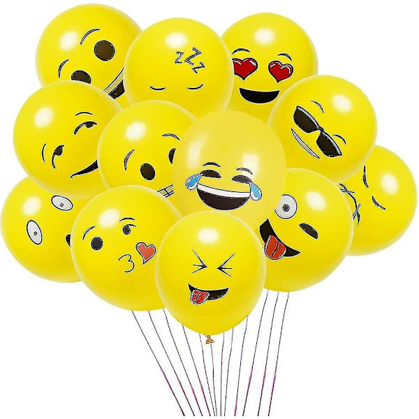100 Ballonger Helium, Emocions Ballonger Smiley, Festballonger Gult Sett, Lateksballonger Til Bursdagsfest Bryllupsfest