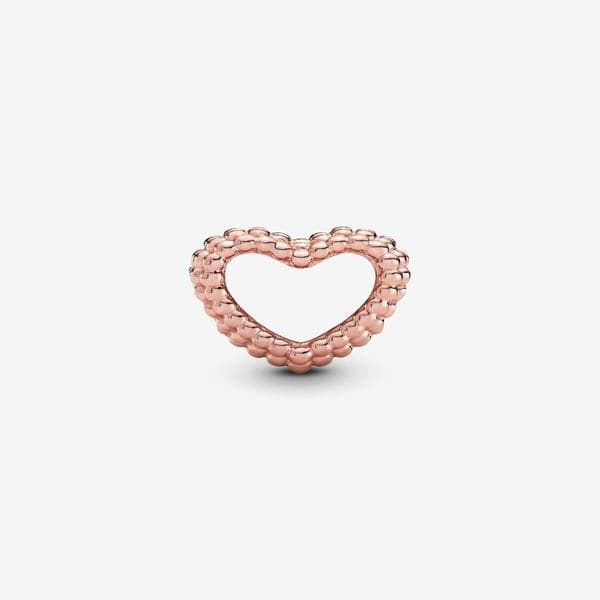 Pandora - Perlebesat Åbent Hjerte Charm - 14k rosaguldplettering