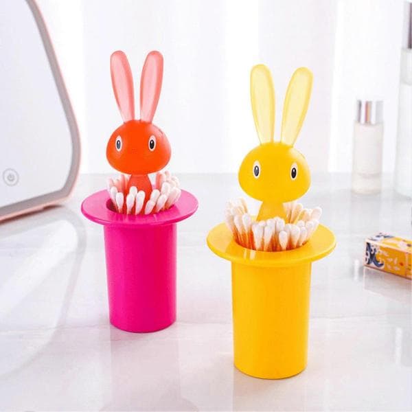 Toothpick Storage Box Large Capacity Dustproof Self-Picking Rabbit Toothpick Holder for Home Quick Black