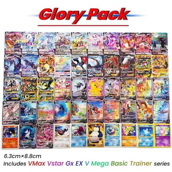 Ny Flash Pocket Series Glory pack VMax Vstar Gx EX V Mega Basic Trainer Series Børnefødselsdagsgave Samlekort Kampkort