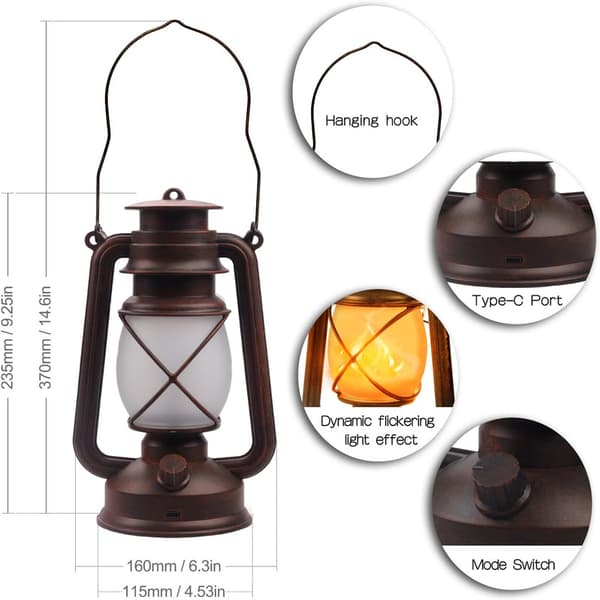 Utomhus LED-lykta, 2-pack Vintage trädgårdslykta med fjärrkontroll