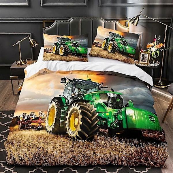 a287 Sängkläder Traktor Tryckt Påslakan Täcke Sängset Quilt Örngott Pojkar Flickor Vuxna 3-Delars Sängklädesset (1 Påslakan + 2 Örngott 220x240cm 94x102in