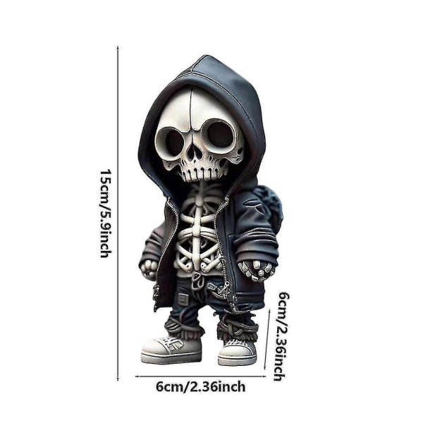 1/4 st Car Skeleton Figurine Skull Resin Statue Cool Skeleton Dekorativ För Skrivbord Dekor Display Auto Spegels Dekorationer A*B*C*D