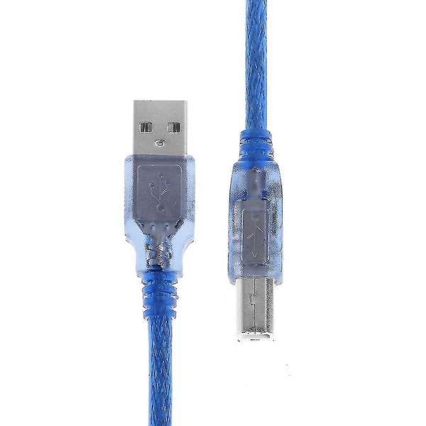 Høyhastighets gjennomsiktig blå USB 2.0 skriverkabel type A hann til type B hann Duaf-f 2.6m