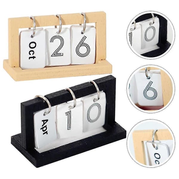Miniatyr bordkalender dukkehus tilbehør til dekor 2 stk trelegering