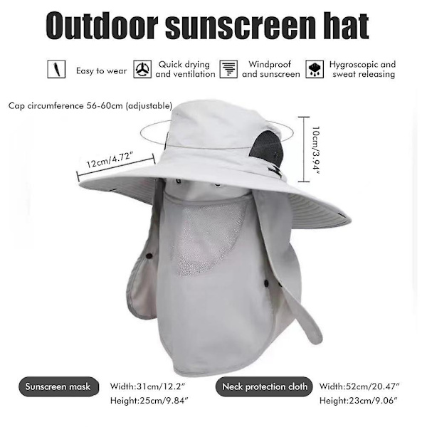 Bredbrättad solhatt med UV-skydd Andningsbar och justerbar för män och kvinnor - Perfekt för sommarfiske och vandring