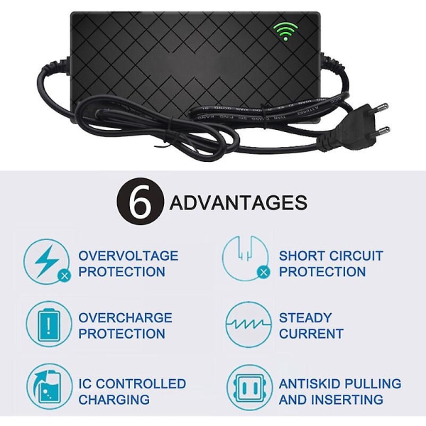 24v 2a Smart Elektrisk Cykel Lithium Batteri Oplader 29.4v 2a Output Dc Port Oplader Hurtig Oplader Med Køleventilator - Model: Rca Stik