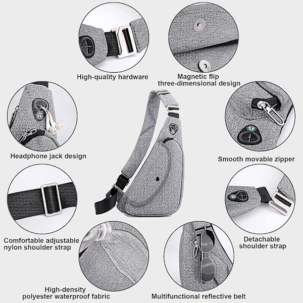 Axelväska för män, casual slingväska, miniryggsäck för kvinnor, crossbodyväska, flipväska, liten ryggsäck, lätt och hållbar black