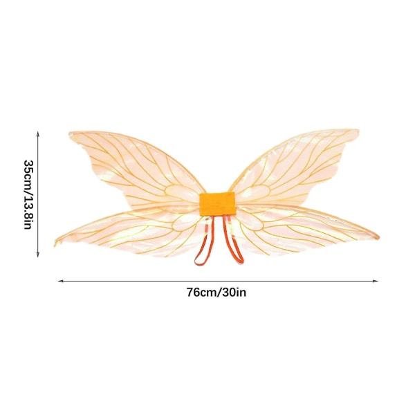 Fe-vingar för vuxna utklädning glittrande genomskinliga vingar - ängelvingar för barn flickor kvinnor - Snngv Orange