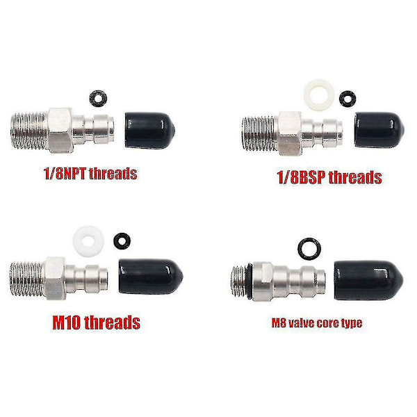 Pcp 8mm Han Quick Hovedforbindelse 1/8 Npt 1/8bspp M10 M8 En Vejs Foster Rustfrit Stål Fyld Nippel Med Pakning Støvkappe O-ring