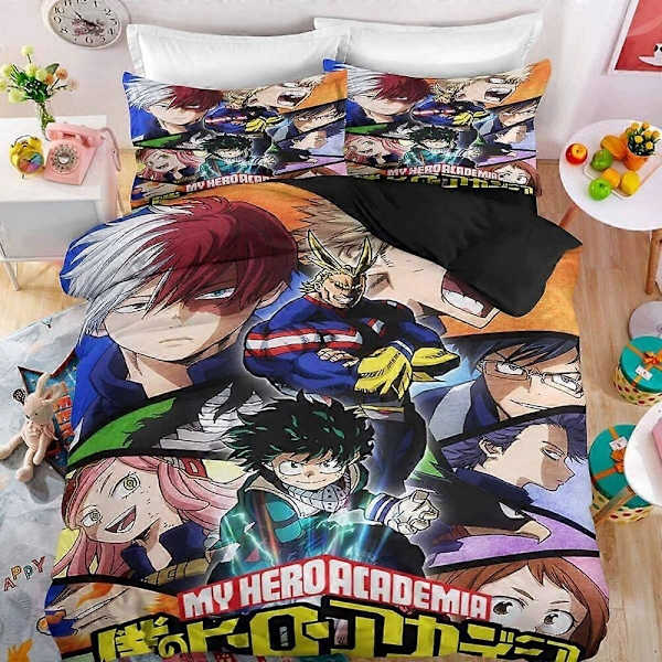 v5521 Lakanat My Hero Academia 3 kpl Vuodevaatesetti Pussilakanat Peittopäällinen Tyynyliinat Lahjat Lakanat IU5521 200x200cm 78x78in