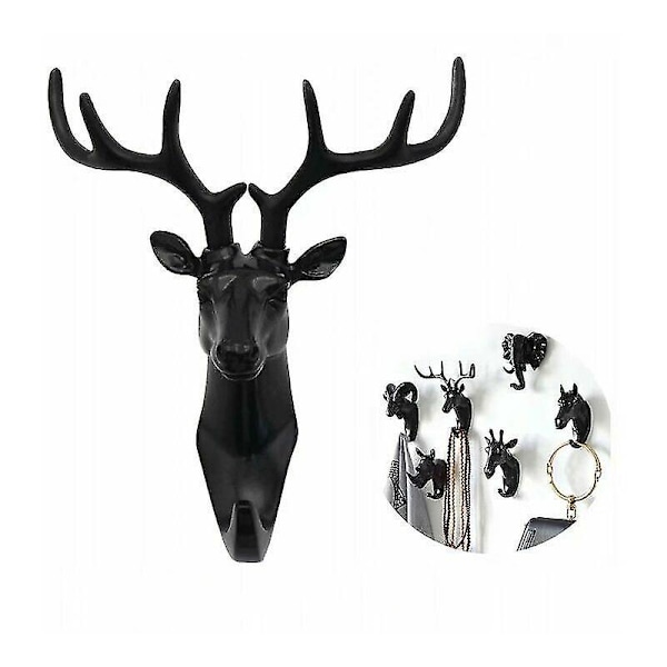 Key Animal Coat Rack Black Deer, 18.5*17CM