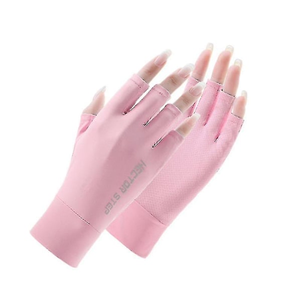 Dame Fingerless Solhandsker UPF 50 til UV-beskyttelse - Ideel til fiskeri, kørsel, cykling og vandreture pink M