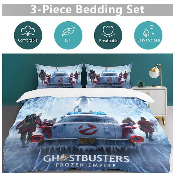 x279 Ghostbusters 3-delt sengetøjssæt Varmt og behageligt blødt dynebetræk sengetøjssæt med 1 dynebetræk og 2 pudebetræk til soveværelse b279 135x200cm 53x78in