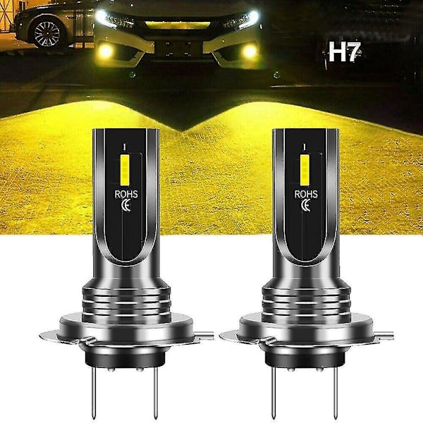 2 kpl H7 Led -ajovalopolttimo halogeeniset polttimosarja auton sumuvalo 3000k virheetön keltainen