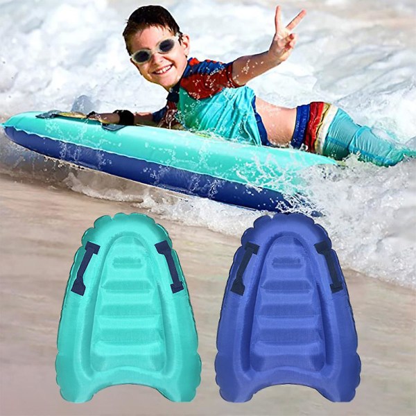 Uppblåsbar surfbräda med handtag, lätt flytande surfbräda, hjälpmedel för att lära sig simma, strandleksak för simning och sommarvatten Blue