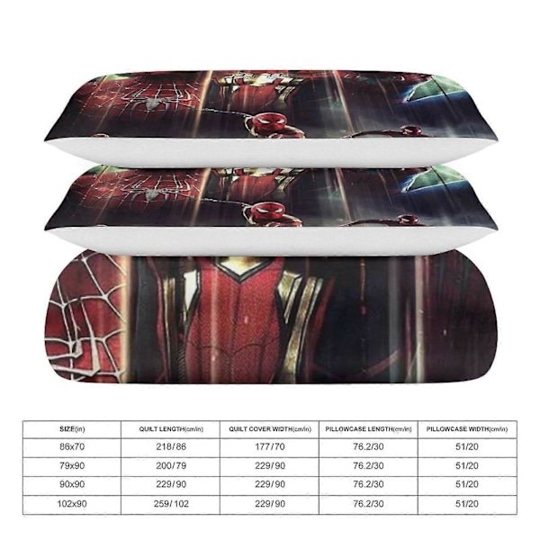 v275 Spider-Man 3-delat Bäddset för Enkelsäng - Inkluderar 1 Enkelt Täcke och 2 Örngott - Färgbeständig Mikrofiber - Spider io275 135x200cm 53x78in
