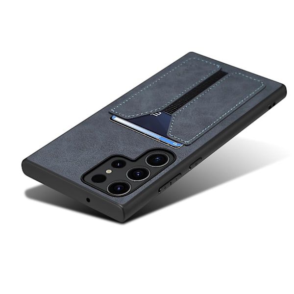 DENIOR Mobilskal för Samsung Galaxy S24 Ultra med Elastiskt Kortfack, PU-Läder, Bakskydd - Grå