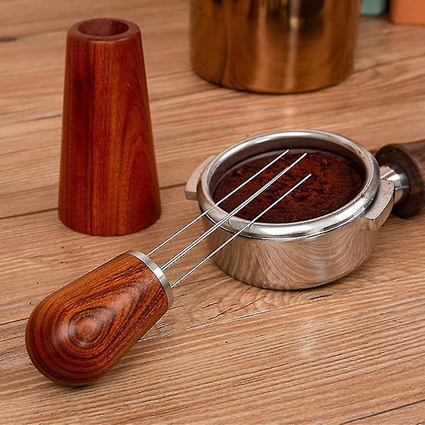 Espressokaffeomrörare, Naturligt Träkaffeomrörningsverktyg Med Stativ, Rostfritt Stål Kaffeomrörare Nåldispenser För Espressodispensering (b) Hy
