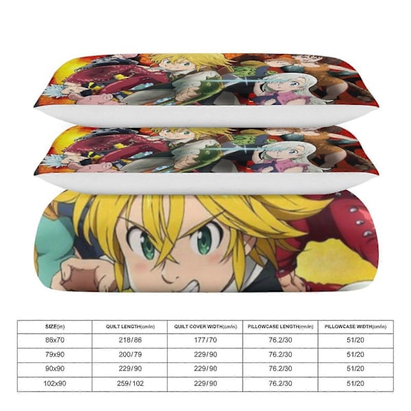 x287 The Seven Deadly Sins 3-delars Sängklädesset Varmt och Bekvämt Mjukt Påslakanset med 1 Påslakan och 2 Örngott 135x200cm 53x78in