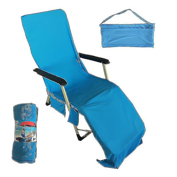 Mikrofiber Kallt Handduk Snabbtorkande Strandstol Handduk Strand Handduk Recliner Cover Is Handduk Blue