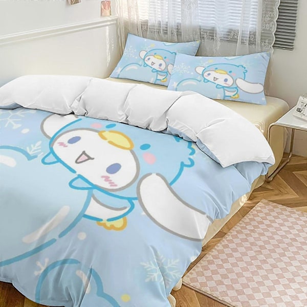 v45 Cinnamoroll 3-delars Twin Sängset - Inkluderar 1 Enkelt Täcke och 2 Örngott Sängkläder - Färgbeständig Mikrofiber - Cinnamoroll io45 135x200cm 53x78in