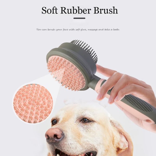 Cat Dog Slicker Brush For Shedding, 2 In 1 Double Side Deshedding Brush With Pin Bath Massage Brush Self Cleaning Pet Brush Pink