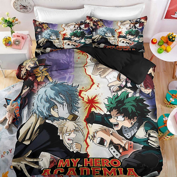 v5521 Sengetøy My Hero Academia 3PCS Sengesett Dynetrekk Dynetrekk Putetrekk Gaver Sengetøy IU5521 135x200cm 53x78in