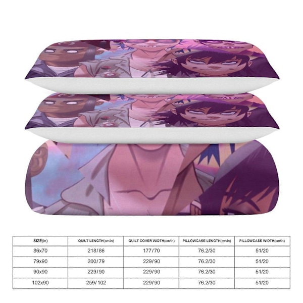 x191 Gorillaz 3-delat Sängklädesset Varmt Och Bekvämt Mjukt Påslakan Sängset med 1 Påslakan Och 2 Örngott för Sovrum b191 135x200cm 53x78in