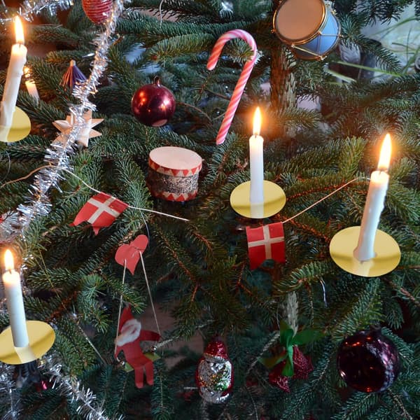 Sett med 6 søylelysestaker, metalllysestaker, 8 cm gullfargede lysestaker med pigger, retro lysestaker til juleborddekorasjon