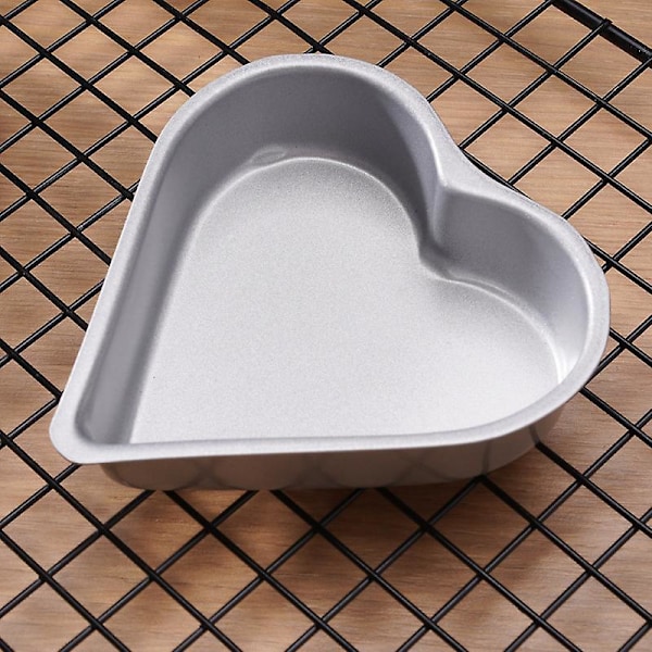 6-pack söta kakformar i form av en stekpanna, non-stick bakformar, små puddingformar i silverhjärtform