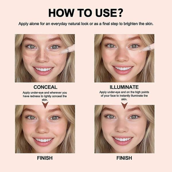 Concealer Click Pen, Flydende Concealer Pen, Concealer til Mørke Rande, Let Dækkeevne, Holdbar Formel, til Piger Ivory Glow
