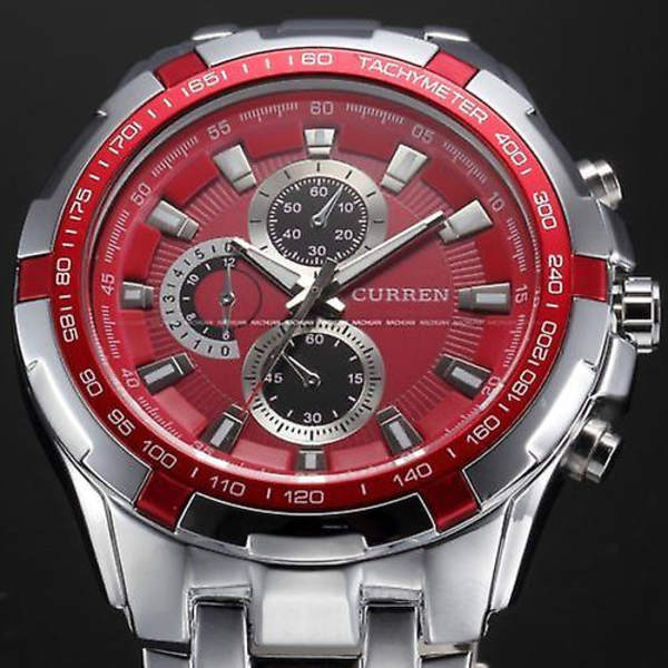 CURREN Herreure Top Brand Luksus Guld Sort Quartz Herreur Mænd Militær Sport Ur Mænd Armbåndsur 8023 Relogio Masculino Red