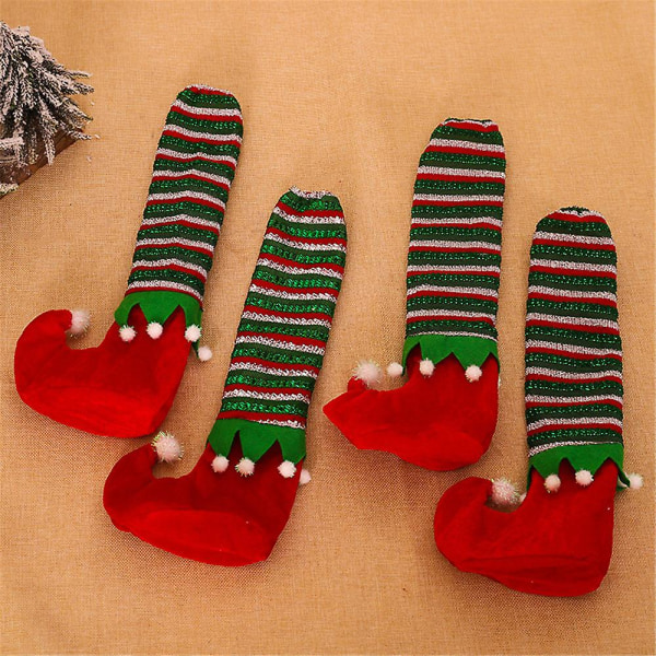 1/4 stk julebordbenstrekk nissejulestrømpe julefestdekorasjon Red 1PC