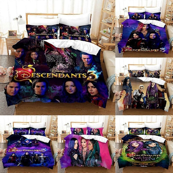 v5614 Lakanat Descendants Vuodevaatesetti 3 kpl Pussilakana Tyynyliinat Peittopussisetti Koko Lakanat IU5614 200x200cm 78x78in