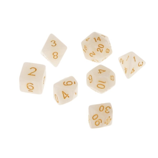 4x7x Polyhedral Terninger 16mm For Dungeons And Dragons Dnd Mtg Brettspill Hvit