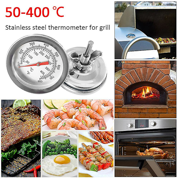 Barbecue BBQ Smoker Grill Termometer Temperaturmåler -50-400C Rustfritt Stål